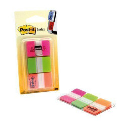 (7000042777) POST-IT INDEX RIGIDO ROSA VERDE NARANJA - 3 DISPENSADORES STD 3X22