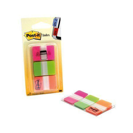 (7000042777) POST-IT INDEX RIGIDO ROSA VERDE NARANJA - 3 DISPENSADORES STD 3X22