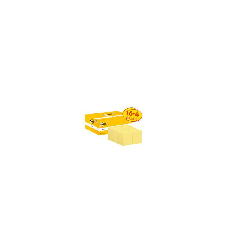 (7100172332) POST-IT BLOC NOTAS ADHESIVAS 653 100H 38X51 (NO ENCELOFANADOS) CANARY YELLOW PAQUETE 16 UD + 4 UD GRATIS (7100172332) POST-IT BLOC NOTAS ADHESIVAS 653 100H 38X51 (NO ENCELOFANADOS) CANARY YELLOW PAQUETE 16 UD + 4 UD GRATIS