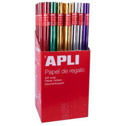 (13643) APLI PAPEL DE REGALO METALIZADO ROLLO 70CM X 2M COLORES SURTIDOS