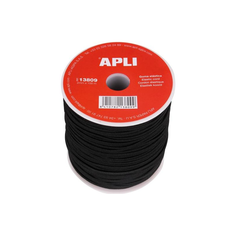 (13809) APLI BOBINA DE CUERDA ELÁSTICA REDONDA 2MMX100 NEGRO (13809) APLI BOBINA DE CUERDA ELÁSTICA REDONDA 2MMX100 NEGRO
