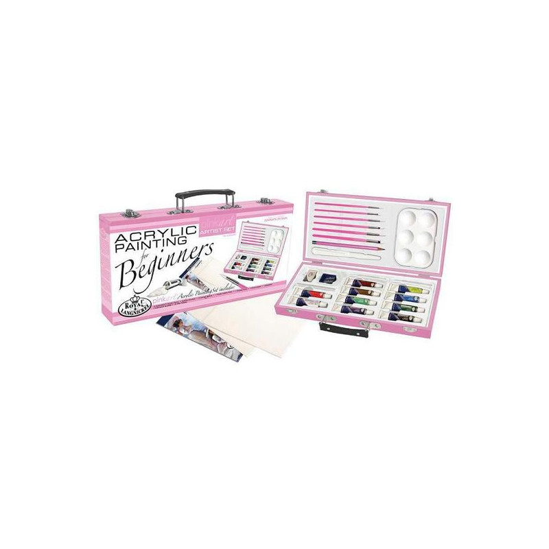 (PA-ACR3000) ROYAL LANGNICKEL MALETÍN ROSA DE PINCELES Y PINTURAS PARA PRINCIPIANTES (PA-ACR3000) ROYAL LANGNICKEL MALETÍN ROSA DE PINCELES Y PINTURAS PARA PRINCIPIANTES