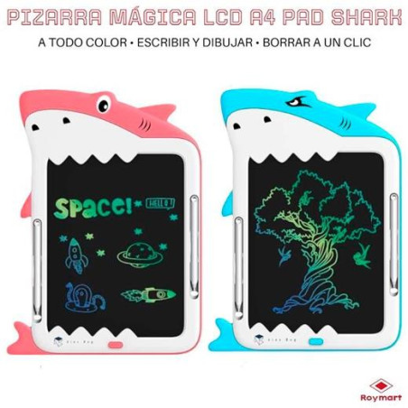 (AB-0335) ROYMART PIZARRA MÁGICA LCD A4 SHARK 2 COLORES
