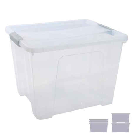 (CP1482032 CS TP) ARCHIVO 2000 CAJA DE ALMACENAJE 32L APILABLE Y ENCAJABLE C/TAPA 360X420X300MM PP CRISTAL TRANSPARENTE