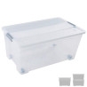 (CP1482061 CS TP) ARCHIVO 2000 CAJA DE ALMACENAJE 61L APILABLE Y ENCAJABLE C/TAPA Y RUEDAS 400X680X310MM PP CRISTAL TRANSPARENTE