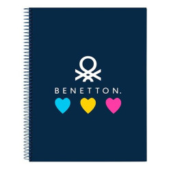 (512350064) SAFTA BLOC A4 MICRO 120H 5X5 T/DURAS FORRADAS BENETTON "LOVE"