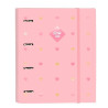 (512317666) SAFTA CARPETA DE ANILLAS 4X35MM C/RECAMBIO 100H A4 T/DURAS CIERRE C/GOMA GLOWLAB "HEARTS"