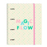 (512355666) SAFTA CARPETA DE ANILLAS 4X35MM C/RECAMBIO 100H A4 T/DURAS CIERRE C/GOMA GLOWLAB "MAGIC FLOW"