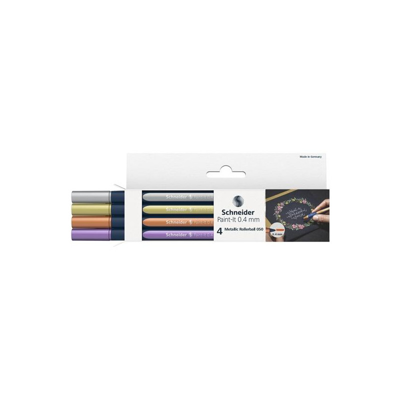 (ML05011501) SCHNEIDER ROLLER METÁLICO PAINT-IT 050 COLORES SURTIDOS ESTUCHE 4 UD (ML05011501) SCHNEIDER ROLLER METÁLICO PAINT-IT 050 COLORES SURTIDOS ESTUCHE 4 UD
