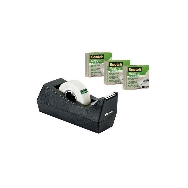(7100044085) SCOTCH DISPENSADOR PORTARROLLOS SCOTCH C38 NEGRO + 3 CINTA MAGICA 900 (7100044085) SCOTCH DISPENSADOR PORTARROLLOS SCOTCH C38 NEGRO + 3 CINTA MAGICA 900