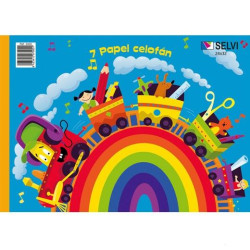 (3400) SELVI CUADERNO PARA MANUALIDADES CON 7 PLIEGOS DE PAPEL CELOFÁN 24X32CM COLORES SURTIDOS