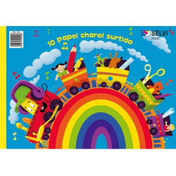 (400) SELVI CUADERNO PARA MANUALIDADES CON 10 PLIEGOS DE PAPEL CHAROL 24X32CM COLORES SURTIDOS