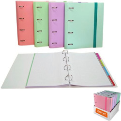 (175510E) SENFORT CARPETA ANILLAS 4X30MM RINGBOOK C/RECAMBIO 120H A4 C/GOMA 4 SEPARADORES C/SURTIDOS PASTEL
