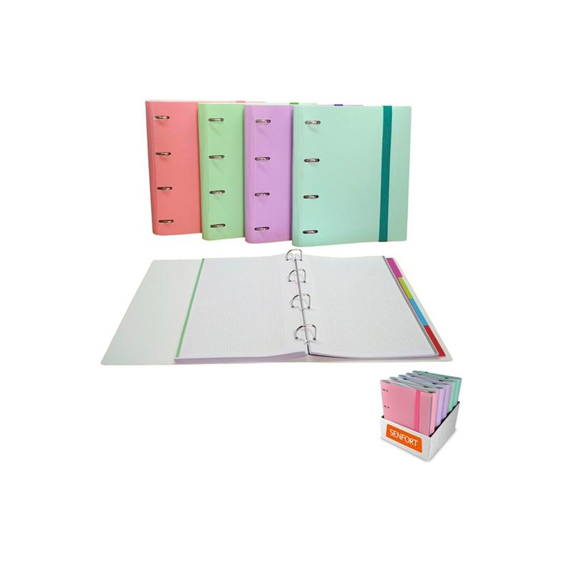 (175510E) SENFORT CARPETA ANILLAS 4X30MM RINGBOOK C/RECAMBIO 120H A4 C/GOMA 4 SEPARADORES C/SURTIDOS PASTEL (175510E) SENFORT CARPETA ANILLAS 4X30MM RINGBOOK C/RECAMBIO 120H A4 C/GOMA 4 SEPARADORES C/SURTIDOS PASTEL