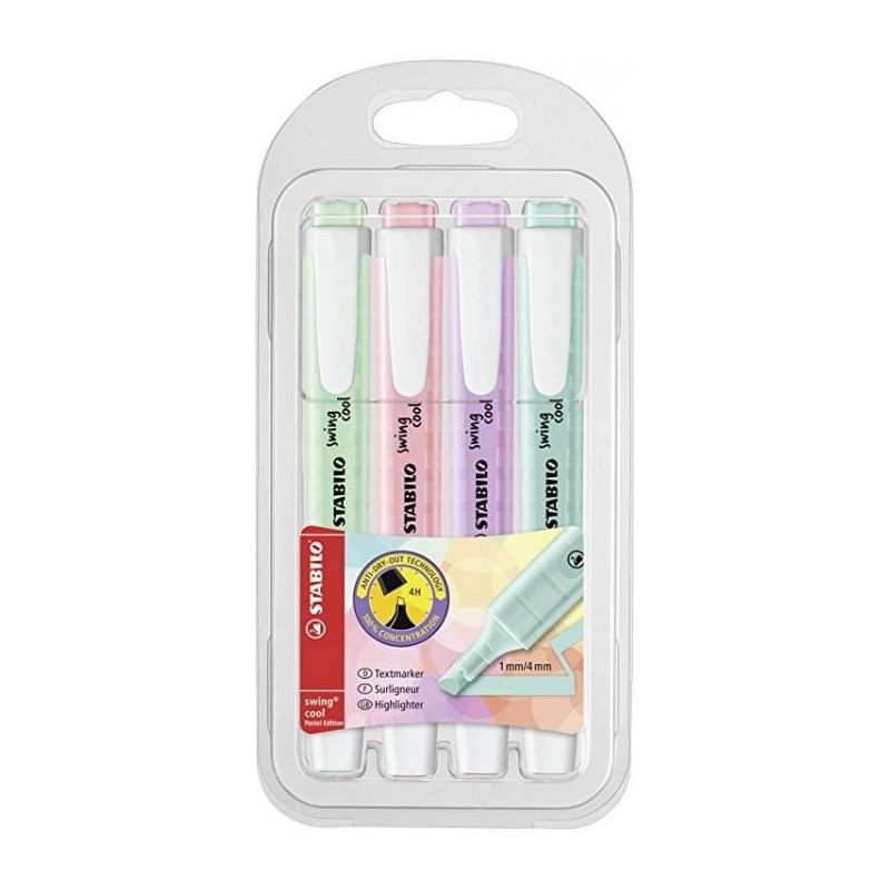 (275/4-08-1) STABILO MARCADOR FLUORESCENTE SWING COOL PASTEL C/SURTIDOS BLÍSTER 4 UD (275/4-08-1) STABILO MARCADOR FLUORESCENTE SWING COOL PASTEL C/SURTIDOS BLÍSTER 4 UD
