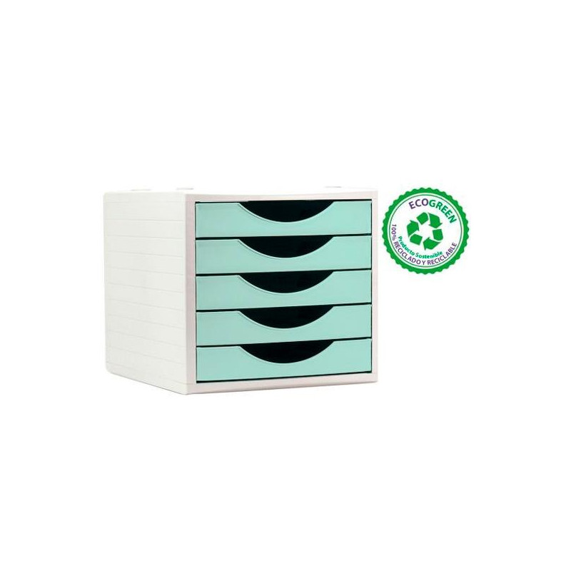 (4005 VE PS) ARCHIVO 2000 MÓDULO ORGANIZADOR ECOGREEN SOBREMESA 5 CAJONES 340X270X260 RECICLADO VERDE PASTEL (4005 VE PS) ARCHIVO 2000 MÓDULO ORGANIZADOR ECOGREEN SOBREMESA 5 CAJONES 340X270X260 RECICLADO VERDE PASTEL