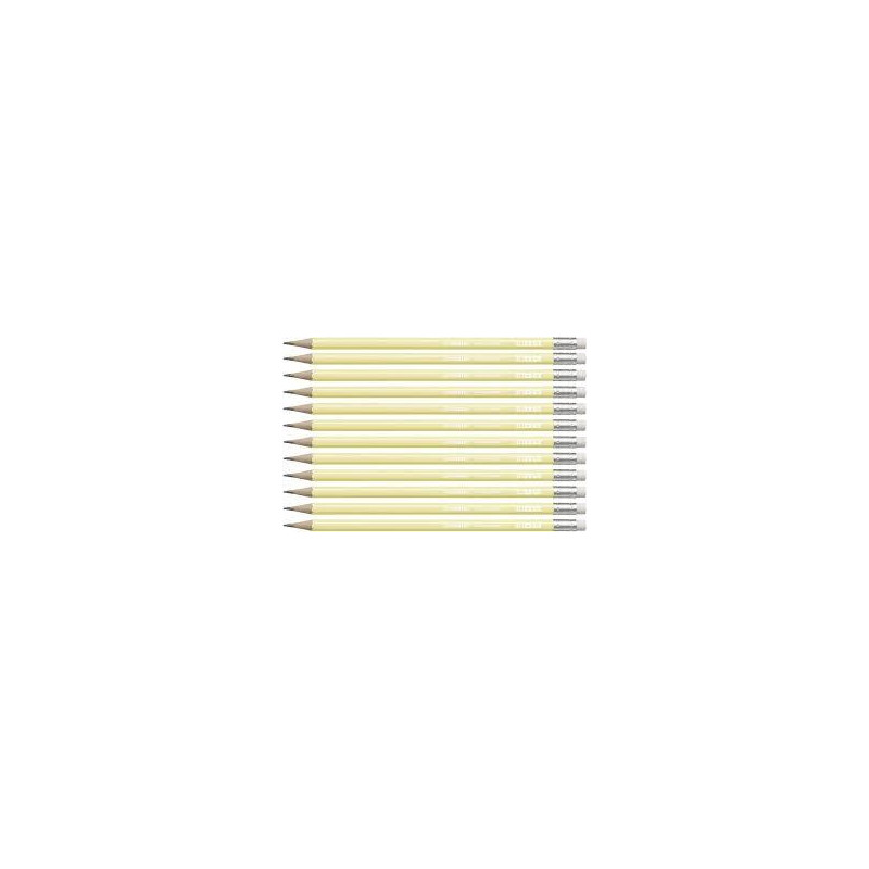 (4908/01-HB) STABILO SWANO LAPIZ GRAFITO CON GOMA PASTEL AMARILLO -12U-