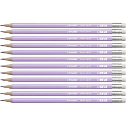 (4908/03-HB) STABILO SWANO LAPIZ GRAFITO CON GOMA PASTEL LILA -12U-