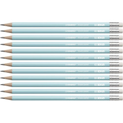 (4908/06-HB) STABILO SWANO LAPIZ GRAFITO CON GOMA PASTEL AZUL -12U-