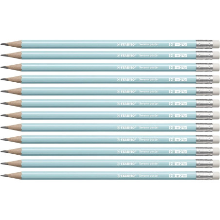 (4908/06-HB) STABILO SWANO LAPIZ GRAFITO CON GOMA PASTEL AZUL -12U-