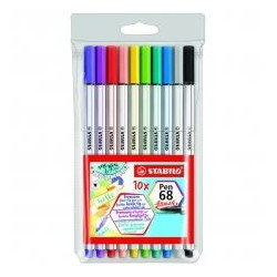 (568/10-11) STABILO ROTULADORES PEN 68 BRUSH C/SURTIDOS ESTUCHE PLÁSTICO 10 UD