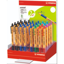 (6030/32-1) STABILO POINTBALL BOLÍGRAFO RETRÁCTIL RECARGABLE 6 COLORES SURTIDOS - EXPOSITOR DE 32U