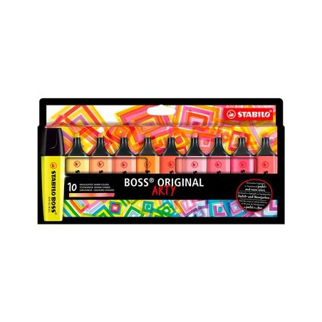 (70/10-1-20) STABILO MARCADOR FLUORESCENTE BOSS ORIGINAL ARTY C/SURTIDOS CÁLIDOS ESTUCHE 10 UD