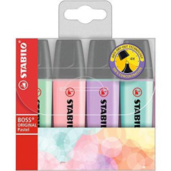 (70/4-2) STABILO MARCADOR FLUORESCENTE BOSS ORIGINAL C/SURTIDOS PASTEL BLÍSTER 4 UD
