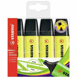(70/4-24) STABILO MARCADOR FLUORESCENTE BOSS ORIGINAL AMARILLO BLÍSTER 4 UD