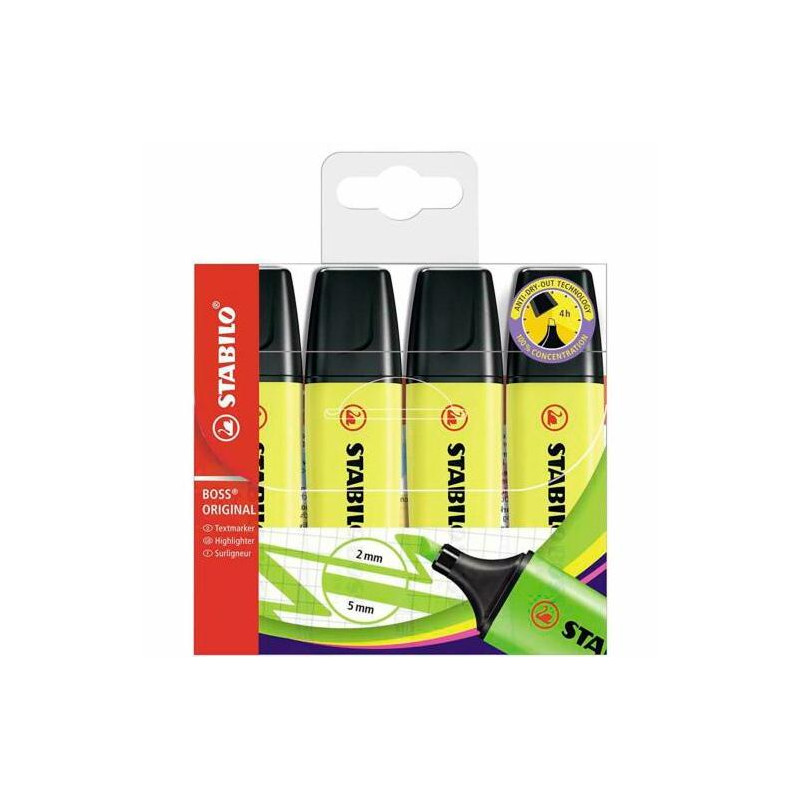 (70/4-24) STABILO MARCADOR FLUORESCENTE BOSS ORIGINAL AMARILLO BLÍSTER 4 UD (70/4-24) STABILO MARCADOR FLUORESCENTE BOSS ORIGINAL AMARILLO BLÍSTER 4 UD
