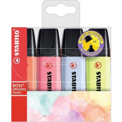 (70/4-4) STABILO MARCADOR FLUORESCENTE BOSS ORIGINAL NUEVOS COLORES PASTEL BLÍSTER 4 UD