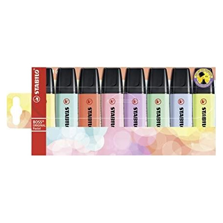 (70/8-3) STABILO MARCADOR FLUORESCENTE BOSS ORIGINAL C/SURTIDOS PASTEL BLÍSTER 8 UD