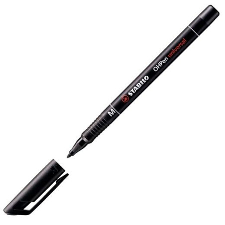 (843/46) STABILO MARCADOR PERMANENTE OHPEN UNIVERSAL PUNTA MEDIA 1MM CAJA 10 NEGRO