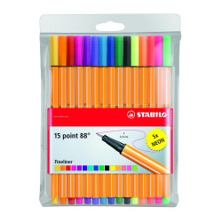 (8815-1) STABILO ROTULADORES POINT 88 COLORES SURTIDOS (5 NEÓN) ESTUCHE 15 UD
