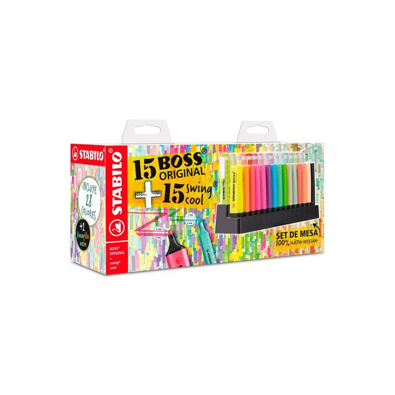 (E/87-3710) STABILO MARCADORES FLUORESCENTES SET DE MESA 15 UD BOSS ORIGINAL + 15 UD SWING COOL C/SURTIDOS (E/87-3710) STABILO MARCADORES FLUORESCENTES SET DE MESA 15 UD BOSS ORIGINAL + 15 UD SWING COOL C/SURTIDOS