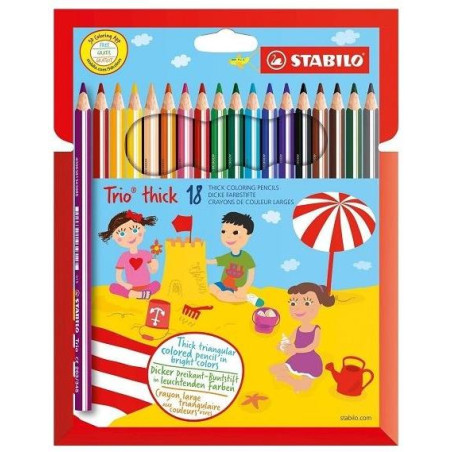 (203/18-01) STABILO LÁPICES DE COLORES TRIO THICK C/SURTIDOS ESTUCHE 18 UD