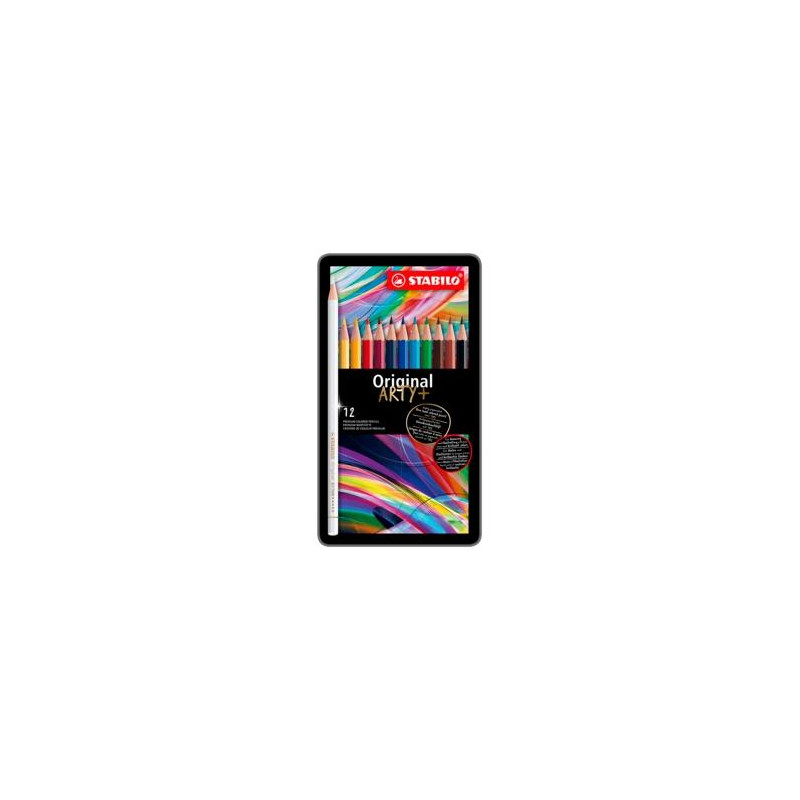 (8773-6) STABILO LÁPICES DE COLORES ORIGINAL ARTY+ C/SURTIDOS ESTUCHE DE METAL 12 UD