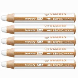 (880/100) STABILO LÁPICES DE COLORES WOODY 3 EN 1 BLANCO ESTUCHE 5 UD