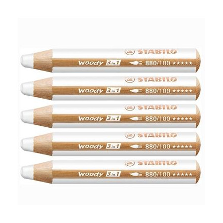 (880/100) STABILO LÁPICES DE COLORES WOODY 3 EN 1 BLANCO ESTUCHE 5 UD