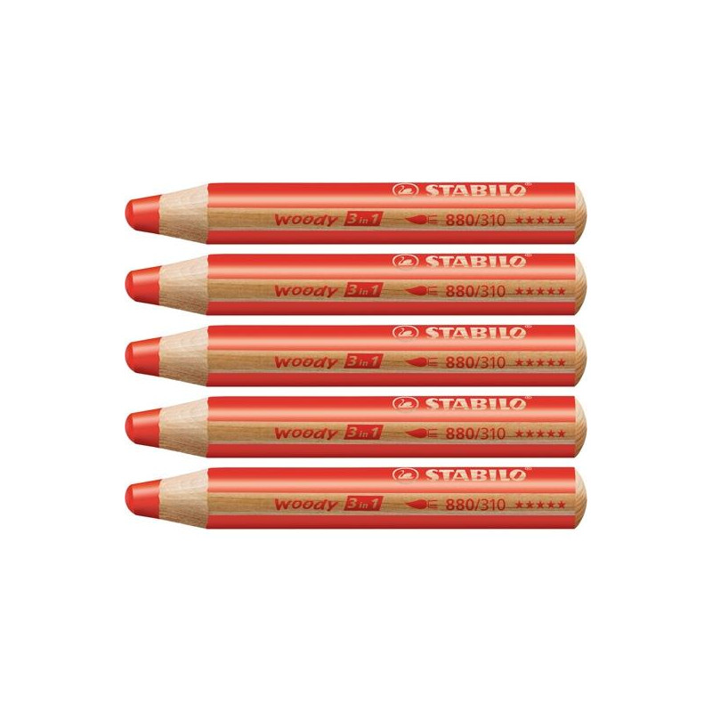 (880/310) STABILO LÁPICES DE COLORES WOODY 3 EN 1 ROJO CARMÍN ESTUCHE 5 UD (880/310) STABILO LÁPICES DE COLORES WOODY 3 EN 1 ROJO CARMÍN ESTUCHE 5 UD