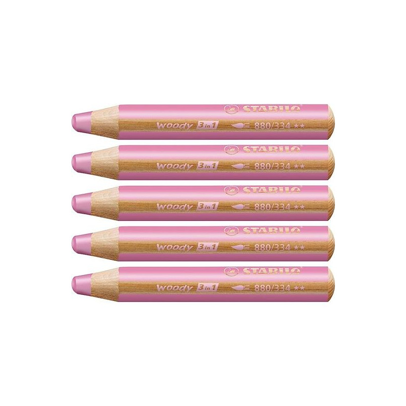 (880/334) STABILO LÁPICES DE COLORES WOODY 3 EN 1 ROSA ESTUCHE 5 UD (880/334) STABILO LÁPICES DE COLORES WOODY 3 EN 1 ROSA ESTUCHE 5 UD