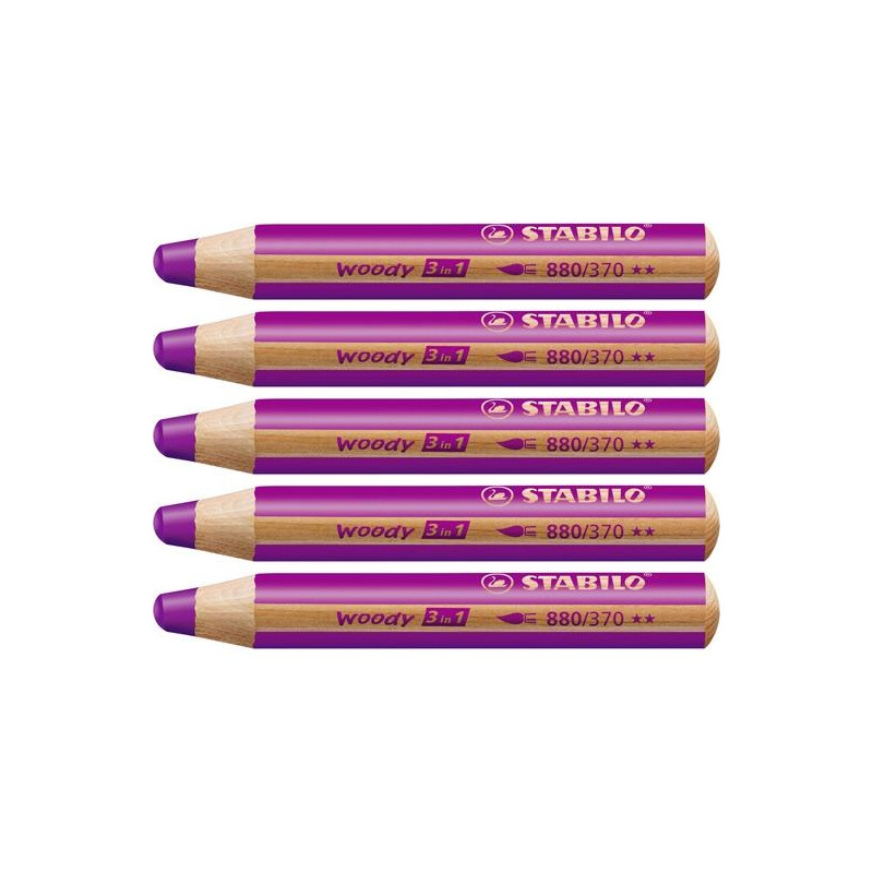 (880/370) STABILO LÁPICES DE COLORES WOODY 3 EN 1 LILA ESTUCHE 5 UD (880/370) STABILO LÁPICES DE COLORES WOODY 3 EN 1 LILA ESTUCHE 5 UD