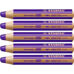 (880/385) STABILO LÁPICES DE COLORES WOODY 3 EN 1 VIOLETA ESTUCHE 5 UD