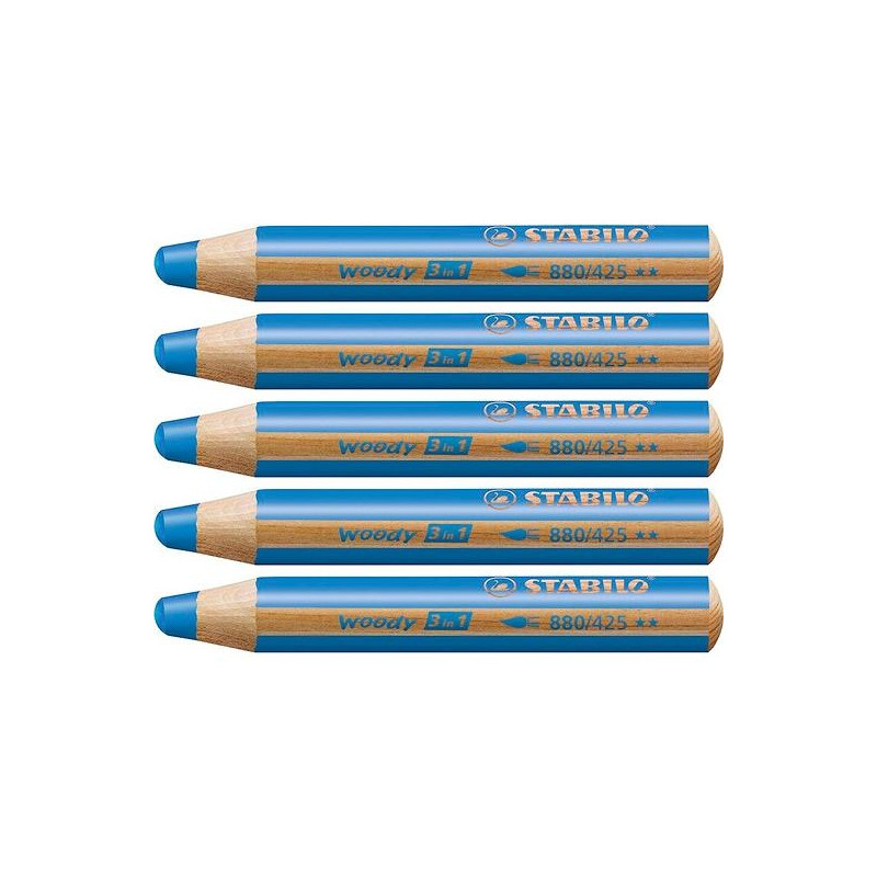 (880/425) STABILO LÁPICES DE COLORES WOODY 3 EN 1 AZUL ESTUCHE 5 UD (880/425) STABILO LÁPICES DE COLORES WOODY 3 EN 1 AZUL ESTUCHE 5 UD