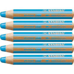 (880/450) STABILO LÁPICES DE COLORES WOODY 3 EN 1 AZUL CYAN ESTUCHE 5 UD