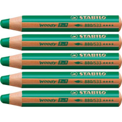 (880/533) STABILO LÁPICES DE COLORES WOODY 3 EN 1 VERDE OSCURO ESTUCHE 5 UD