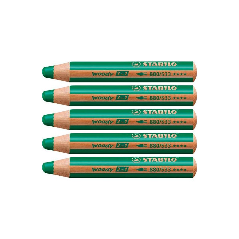 (880/533) STABILO LÁPICES DE COLORES WOODY 3 EN 1 VERDE OSCURO ESTUCHE 5 UD (880/533) STABILO LÁPICES DE COLORES WOODY 3 EN 1 VERDE OSCURO ESTUCHE 5 UD