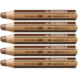(880/630) STABILO LÁPICES DE COLORES WOODY 3 EN 1 MARRÓN ESTUCHE 5 UD