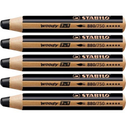 (880/750) STABILO LÁPICES DE COLORES WOODY 3 EN 1 NEGRO ESTUCHE 5 UD