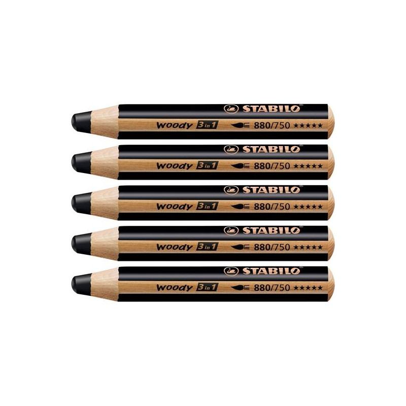 (880/750) STABILO LÁPICES DE COLORES WOODY 3 EN 1 NEGRO ESTUCHE 5 UD (880/750) STABILO LÁPICES DE COLORES WOODY 3 EN 1 NEGRO ESTUCHE 5 UD